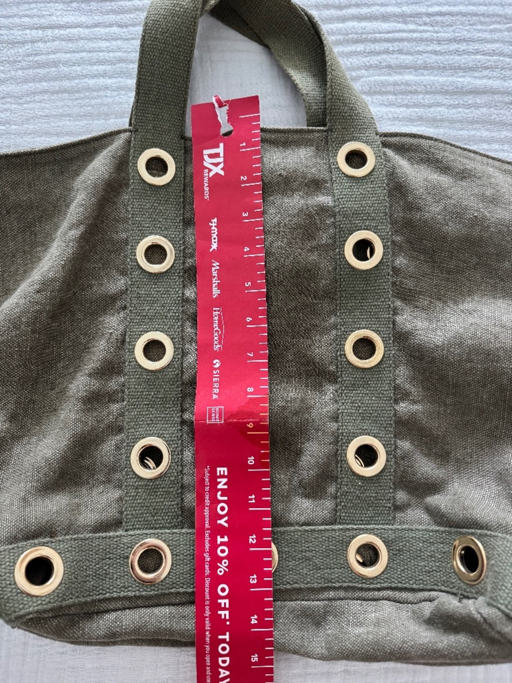 Vanessa Bruno Linen L Cabas Tote – Olive / Khaki – Muted Gold Eyelets – Size L - Picture 10 of 14